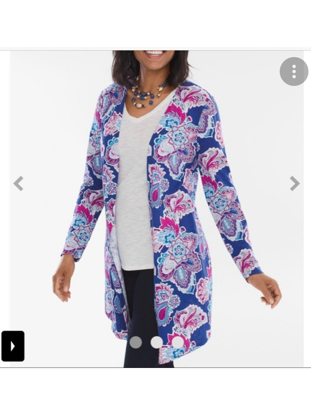 Chico's Women's The Ultimate Tee Open Front Outline Floral Cardigan Size 0/S/4 - Picture 1 of 8